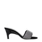 Black Fabric Stiletto Heel Sandals