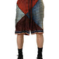Multicolor Geometric Silk Men Bermuda Shorts