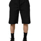 Black Cotton Sweatshorts Men Bermuda Shorts