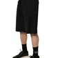 Black Cotton Sweatshorts Men Bermuda Shorts