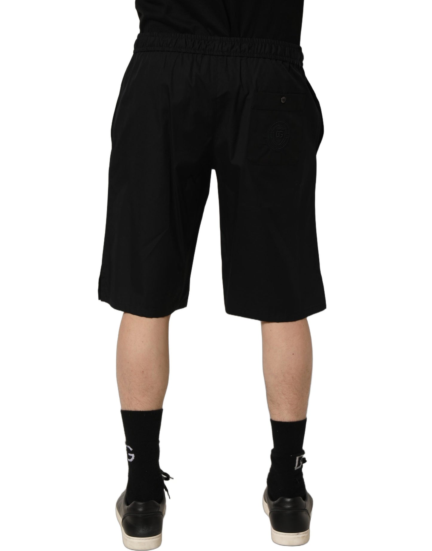 Black Cotton Sweatshorts Men Bermuda Shorts