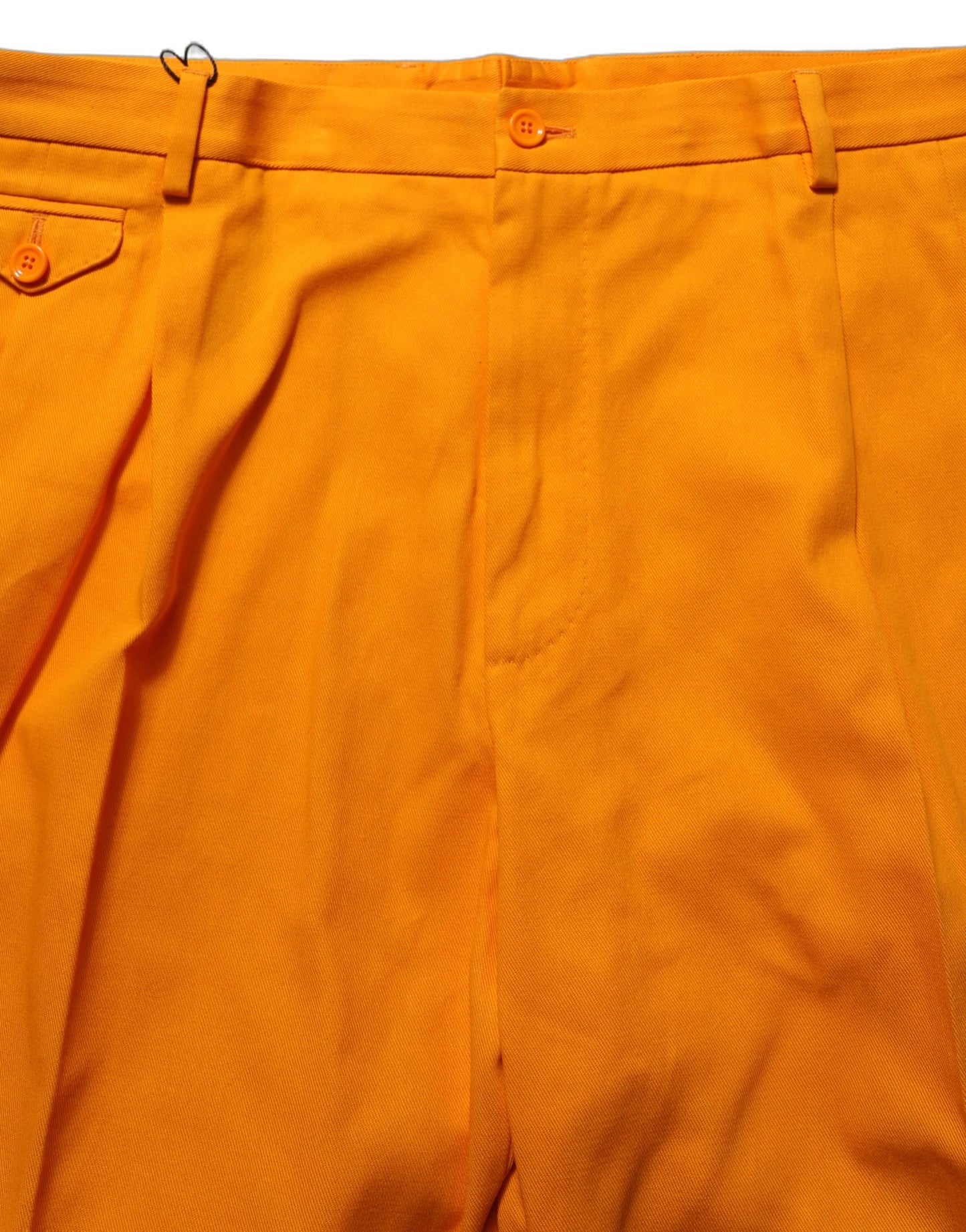 Orange Cotton Pleated Chino Bermuda Shorts