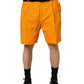 Orange Cotton Pleated Chino Bermuda Shorts