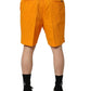 Orange Cotton Pleated Chino Bermuda Shorts