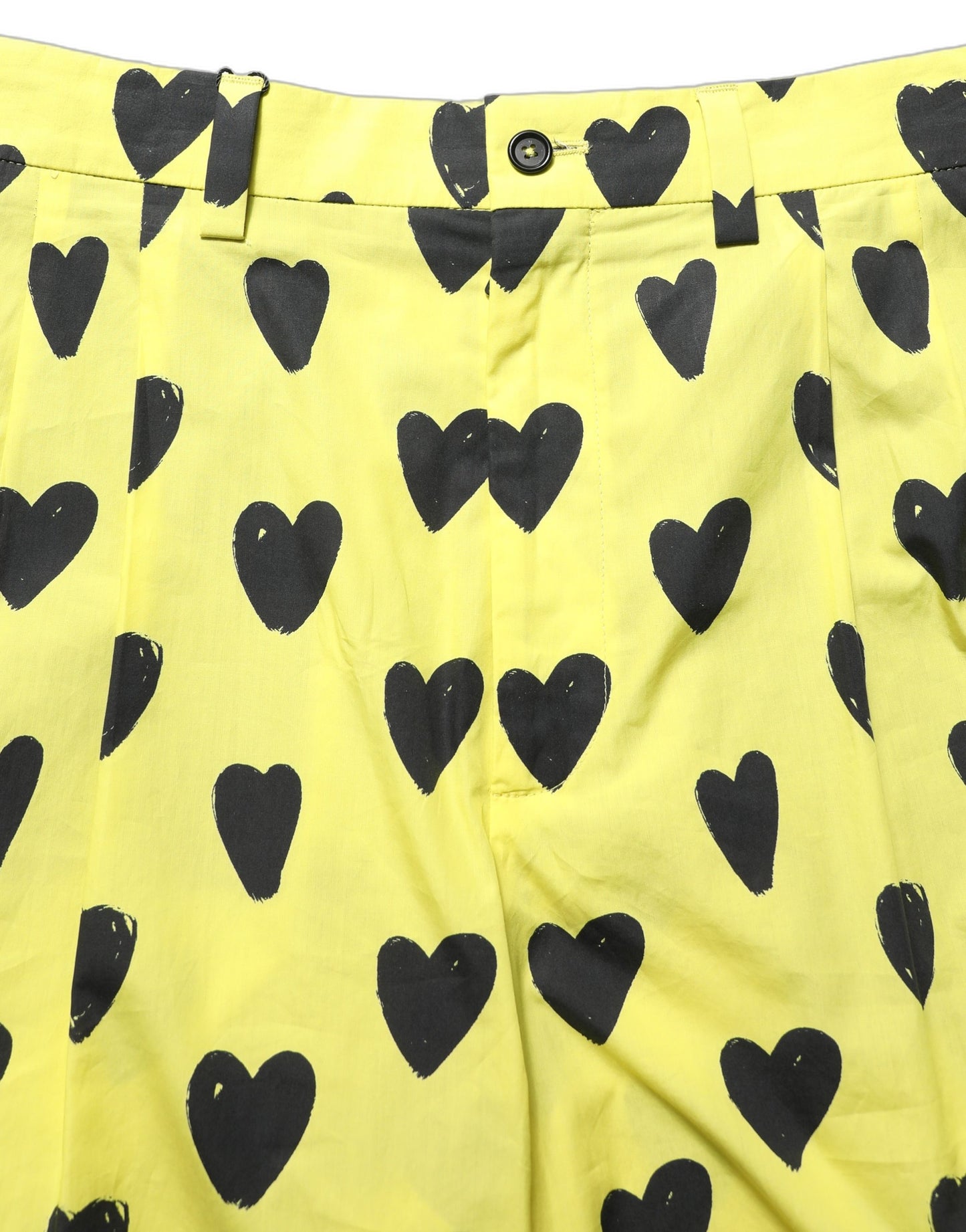 Yellow Cotton Heart Print Men Bermuda Shorts