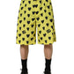 Yellow Cotton Heart Print Men Bermuda Shorts