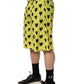 Yellow Cotton Heart Print Men Bermuda Shorts