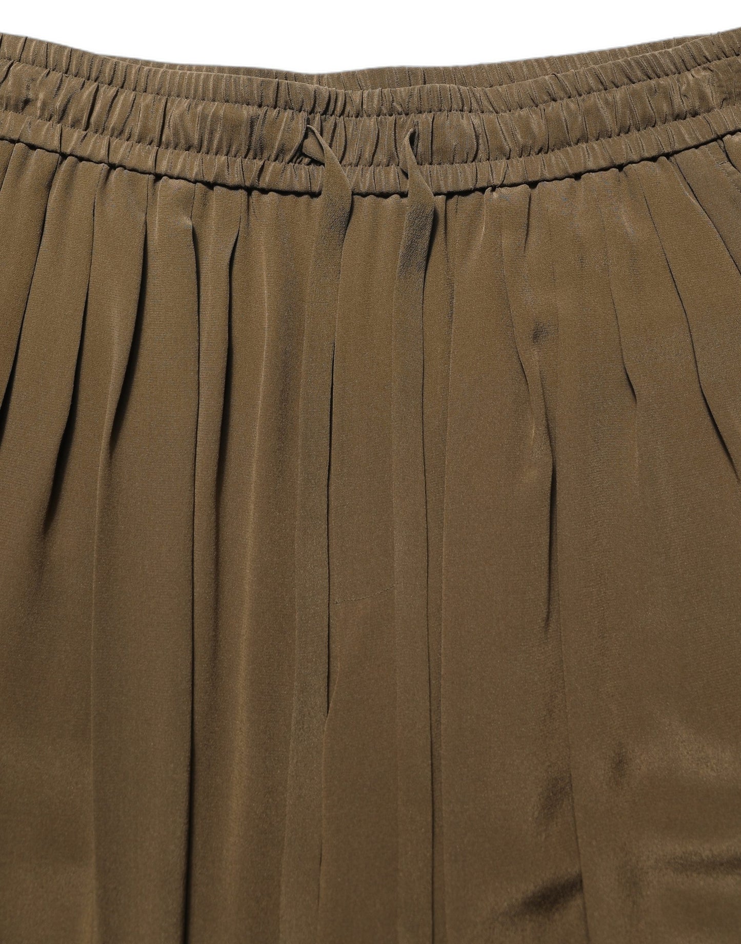 Brown Silk Mid Waist Pleated Bermuda Shorts