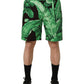 Black Green Banana Leaf Men Bermuda Shorts