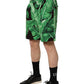 Black Green Banana Leaf Men Bermuda Shorts