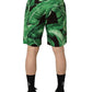 Black Green Banana Leaf Men Bermuda Shorts