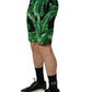 Black Green Banana Leaf Men Bermuda Shorts
