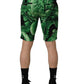 Black Green Banana Leaf Men Bermuda Shorts