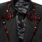 Black Wool Crystal Embellished 2 Piece Suit