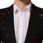 Black Wool Crystal Embellished 2 Piece Suit