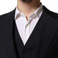 Black Wool Slim Fit Formal 3 Piece Men Suit