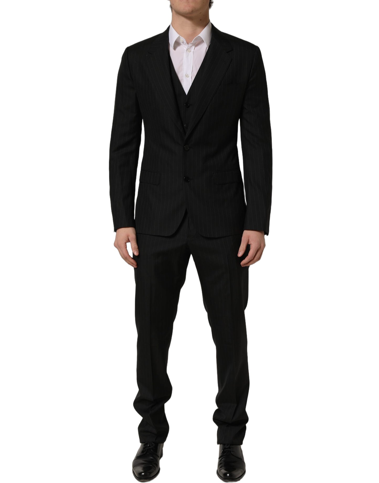 Black Stripes Slim Fit Formal 3 Piece Suit