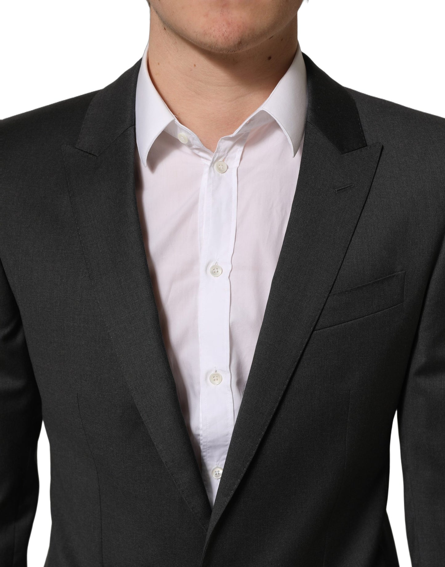 Gray Wool Slim Fit Formal 2 Piece Men Suit