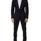 Black Wool Slim Fit Formal 2 Piece Men Suit