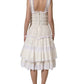 White Cotton Poplin Ruffled Midi Dress