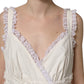 White Cotton Poplin Ruffled Midi Dress