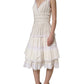 White Cotton Poplin Ruffled Midi Dress