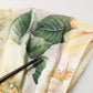 Yellow Floral Print Silk Pleated Maxi Dress