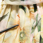 Yellow Floral Print Silk Pleated Maxi Dress