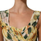 Yellow Floral Print Silk Pleated Maxi Dress