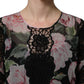 Black Floral Print Cotton Lace Maxi Dress