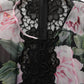 Black Floral Print Cotton Lace Maxi Dress