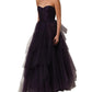 Purple Tiered Tulle Silk Long Gown Dress
