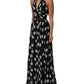 Black White Polka Dot Pleated Maxi Dress