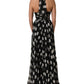Black White Polka Dot Pleated Maxi Dress