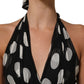 Black White Polka Dot Pleated Maxi Dress