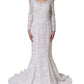 White Floral Lace Mermaid Long Gown Dress