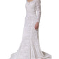 White Floral Lace Mermaid Long Gown Dress