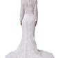 White Floral Lace Mermaid Long Gown Dress