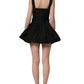 Black Nylon A-Line Sleeveless Mini Dress