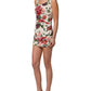 White Floral Sheath Sleeveless Mini Dress