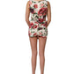 White Floral Sheath Sleeveless Mini Dress