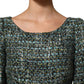 Multicolor Tweed Belted Babydoll Mini Dress