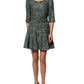 Multicolor Tweed Belted Babydoll Mini Dress