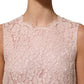 Pink Cotton Floral Lace Sleeveless Mini Dress