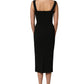 Black Viscose Stretch Sheath Midi Dress