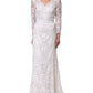 White Cotton Floral Lace Long Gown Dress
