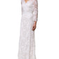 White Cotton Floral Lace Long Gown Dress