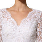 White Cotton Floral Lace Long Gown Dress