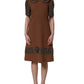 Brown Wool Rhinestone Embellished Midi Dress