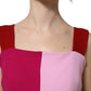 Two Tone Pink Wool Sleeveless Midi Dress